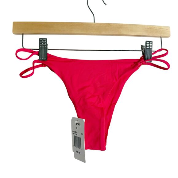 L*Space Wilder Hot Cherry Strappy Cut Out Bitsy Bikini Swimsuit Bottoms Size S - Picture 3 of 10